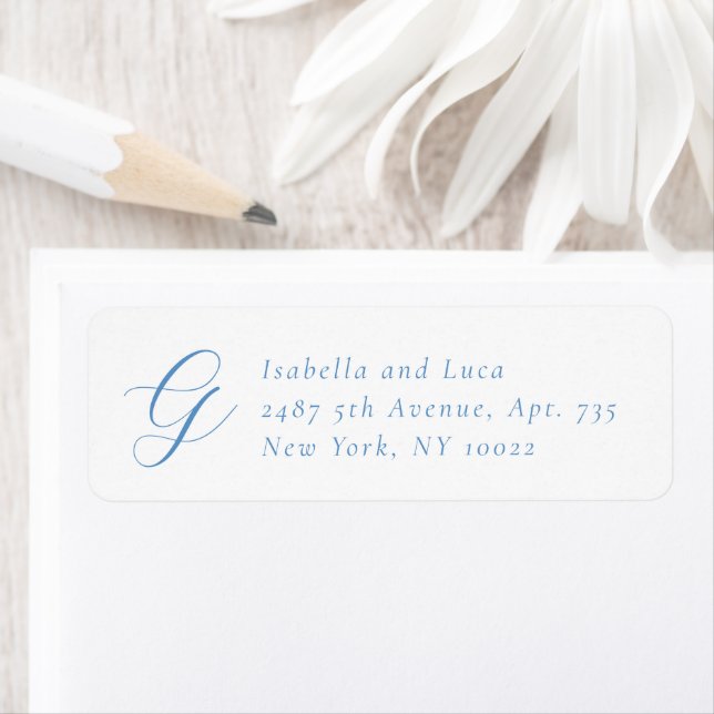 Elegant Blue and White Coastal Chic Wedding Label (Insitu)