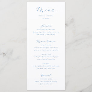 Elegant Blue and White Coastal Chic Wedding Menu