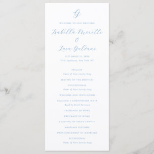 Elegant Blue and White Coastal Chic Wedding Program