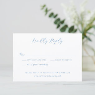 Elegant Blue and White Coastal Chic Wedding RSVP Card