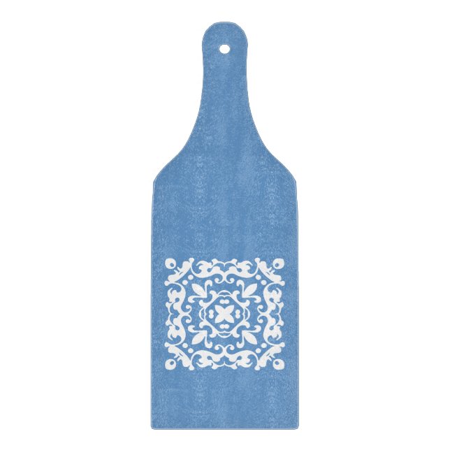 Elegant Blue and White Country Kitchen Cutting Board (Front)