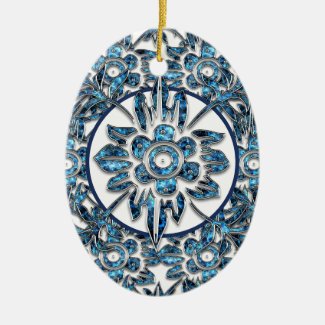 Elegant Blue and White Crystal Christmas Ornament