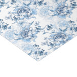 Elegant Blue and White Engraved Peonies Tissue Paper