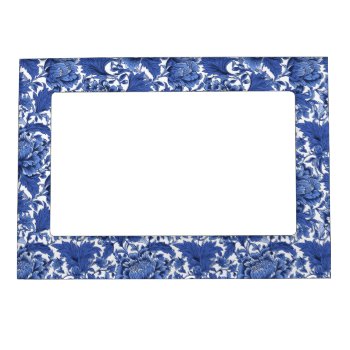 Elegant Blue And White Floral Chintz Vintage Magnetic Frame by BridalSuite at Zazzle