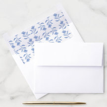 Elegant Blue and White Floral Envelope Liner