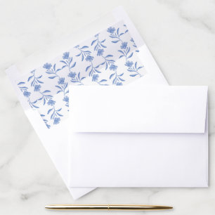 Elegant Blue and White Floral Envelope Liner