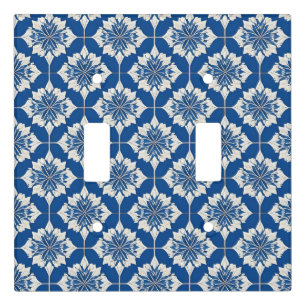 Elegant Blue and White Floral Pattern Light Switch Cover