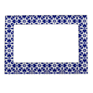 Elegant Blue and White Floral Pattern Magnetic Frame
