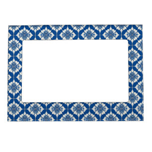 Elegant Blue and White Floral Pattern Magnetic Frame