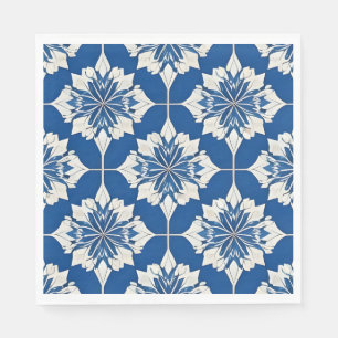 Elegant Blue and White Floral Pattern Napkins