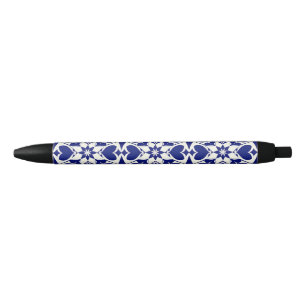 Elegant Blue and White Floral Pattern Pen