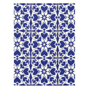 Elegant Blue and White Floral Pattern Tablecloth