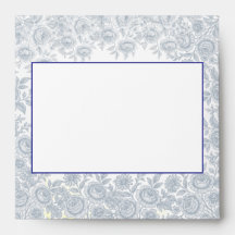  Elegant Blue and White Floral Toile Envelope