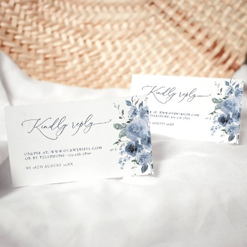 Elegant Blue and White Floral Wedding RSVP Cards