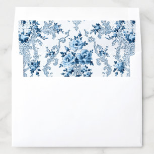 Elegant Blue and White French Rococo Floral Envelope Liner