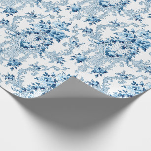 AnyDesign Blue Floral Wrapping Paper Blue White Wild Flower Gift Wrap Paper  Bluk Folded Flat Wild Floral Art Paper for Wedding Birthday Baby Shower