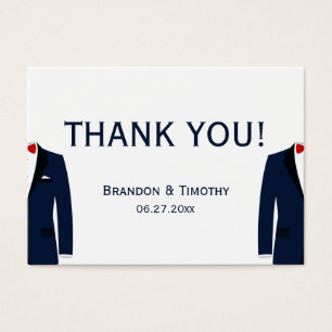 Elegant Blue And White Gay Wedding Favour Tags