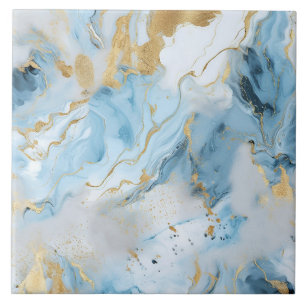 Elegant Blue And White Gold Marble Pattern Ceramic Tile