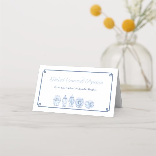 Elegant Blue And White Goodie Bag Tags or Toppers - Flexible Goodie or Favor Bag Topper (fold over the top of the bag and staple in place) or hang tag (punch a hole and attach to the favor with twine or ribbon). A great and time-saving design if you need to prep and package lots of food but can't let the presentation slip! Maybe you are putting together a large number of care packages to be distributed in your town? If you need more space for text then you can delete the ginger jars from the front panel ("click to customize further" underneath the text customization boxes.