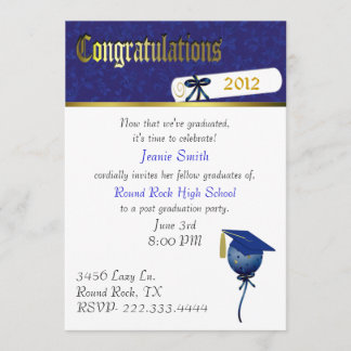 Elegant Blue and White Graduation Party Invitation