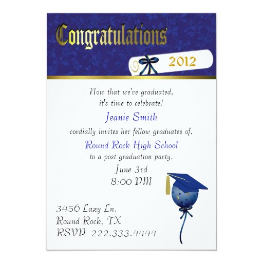 Elegant Blue and White Graduation Party Invitation | Zazzle