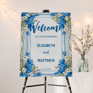 Elegant blue and white Hydrangea flower Wedding Foam Board
