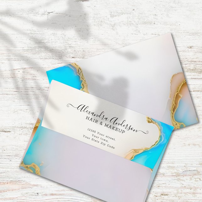 Elegant Blue and White Marble Agate Gold Details Envelope (Elegant Blue and White Marble Agate Gold Details Envelope)