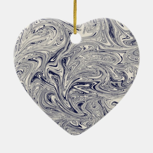 Elegant Blue and White Marble Ceramic Ornament (Back)