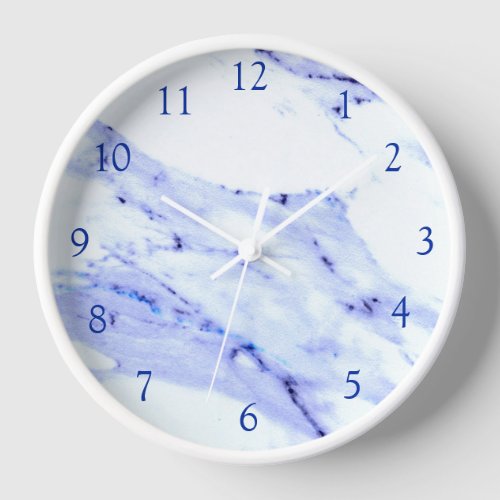 Elegant Blue and White Marble pattern Clock