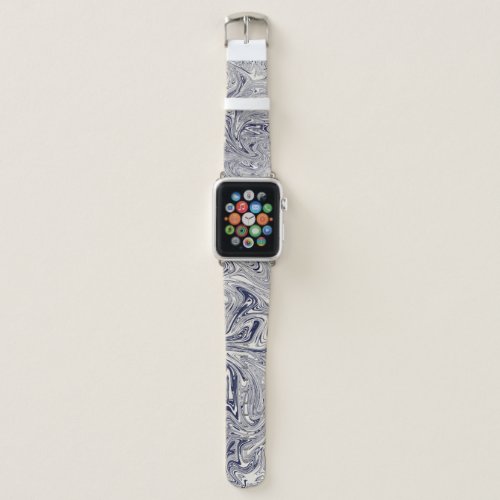 Elegant Blue and White Marble Swirl Apple Watch Band