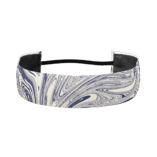 Elegant Blue and White Marble Swirl Athletic Headband