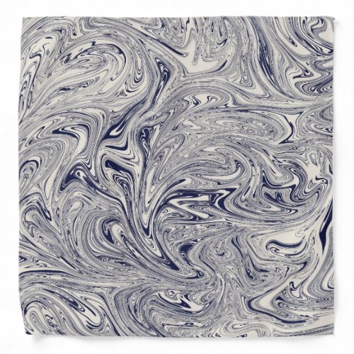 Elegant Blue and White Marble Swirl Bandana