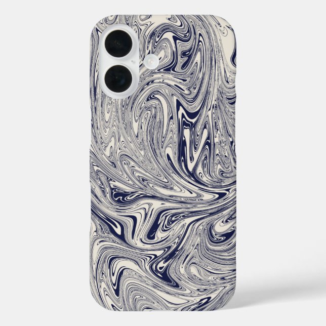 Elegant Blue and White Marble Swirl Case-Mate iPhone Case (Back)