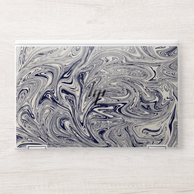 Elegant Blue and White Marble Swirl HP Laptop Skin (Front)