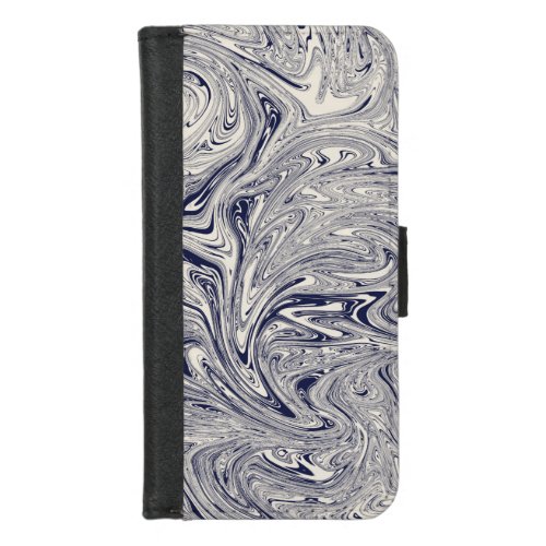 Elegant Blue and White Marble Swirl iPhone 87 Wallet Case