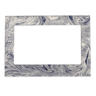 Elegant Blue and White Marble Swirl Magnetic Frame