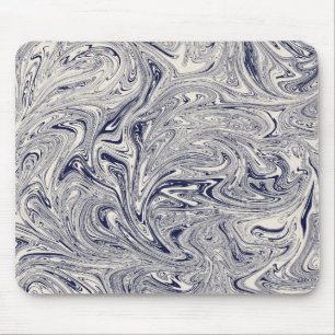 Elegant Blue and White Marble Swirl Mouse Pad