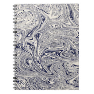 Elegant Blue and White Marble Swirl Notebook