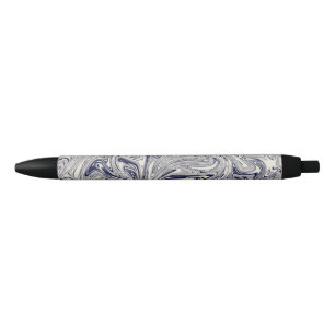 Elegant Blue and White Marble Swirl Pen