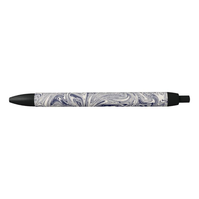 Elegant Blue and White Marble Swirl Pen (Front)