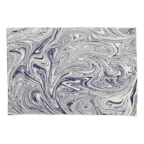 Elegant Blue and White Marble Swirl Pillow Case