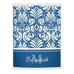 Elegant blue and white modern damask pattern lamp shade