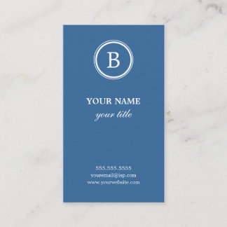 Elegant Blue and White Monogram Profile Card