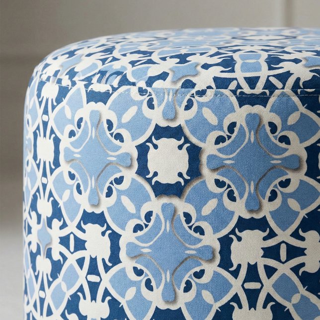 Elegant Blue And White Moroccan Damask Pattern Fabric (Creator Uploaded)