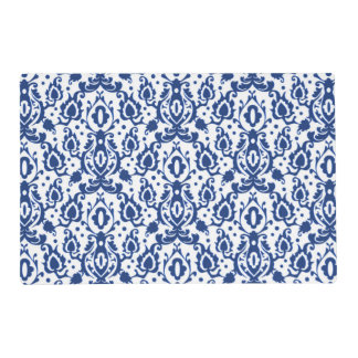 Elegant Blue and White Moroccan Style Damask Placemat
