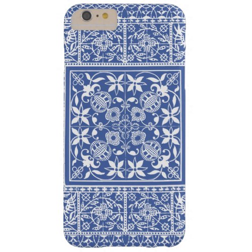Elegant Blue and White Renaissance Pattern Barely There iPhone 6 Plus Case