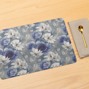 Elegant Blue and White Roses and Lilies  Placemat