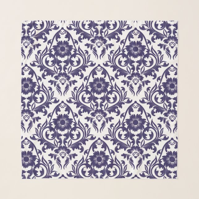 Elegant Blue and White Scarf (Front)