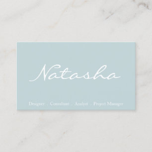 Elegant Blue and White Script Font Business Card