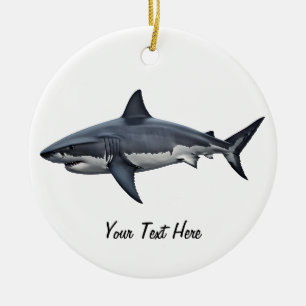 Elegant blue and white shark fish Personalized Ceramic Ornament